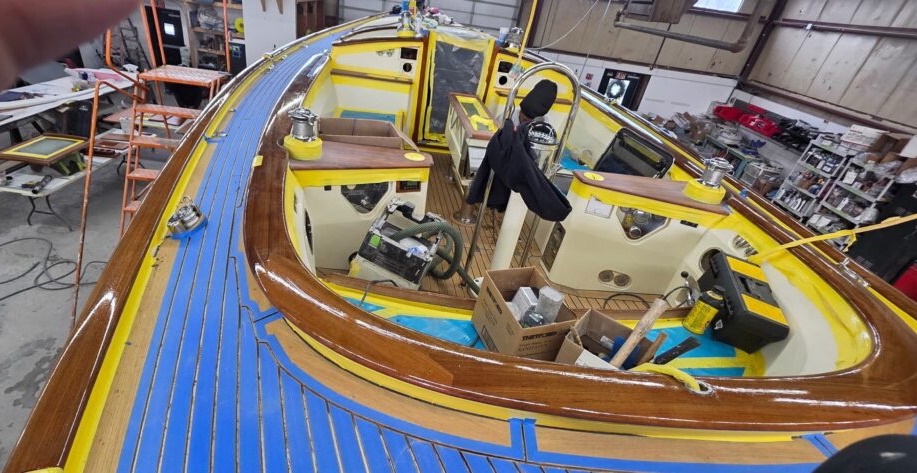 Teak prep for seam compound, February 19, 2026 (Photo: Ted Fontaine)